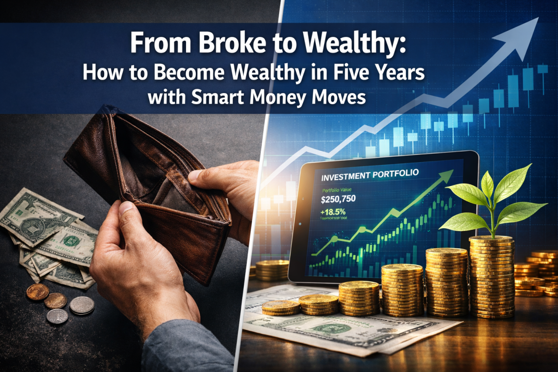 From Broke to Wealthy: How to Become Wealthy in Five Years with Smart Money Moves