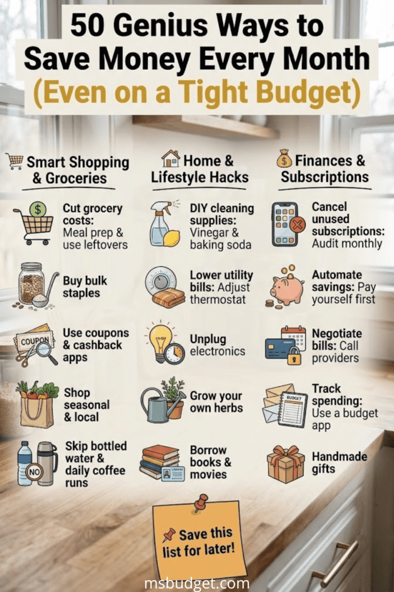 50 Genius Ways to Save Money Every Month (Even on a Tight Budget) – Ms ...